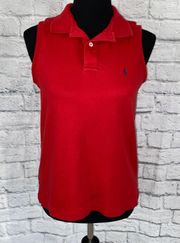 Sport 100% cotton sleeveless w/buttons pullover polo red sz M