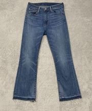 Denim Supply Ralph Lauren Jeans Womens 27 Madison Crop High Rise Flare Raw Hem