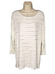 Hummingbird Striped 3/4 Sleeve Ribbed Knit Top Women’s Size 3XL