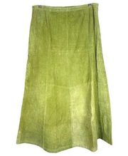 Chadwicks Size 12 Midi Skirt Genuine Leather Suede Green Y2K A Line NWT 565