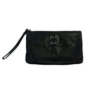 Cole Haan Black Genuine Leather Cardholder Wristlet Top Zip iPhone Phone Holder