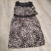 NWT G.M. Madonna and Co. Black and Grey Lace Leopard Patterned Dress Size Small