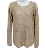 The Limited Metallic Sequin Embellished Long Sleeve Knit Crewneck Sweater Top