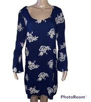 Luxology blue embroidered floral dress