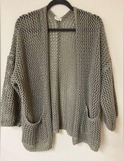 POL Oversized Open Cardigan with Pockets Boho Cardigan S