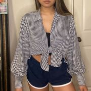Black and White Patterned Button Up Blouse