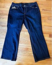 NEW NWT Lane Bryant Mid Rise Boot Cut 24 Embellished Dark Wash Regular