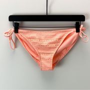 Candie's Boho String Bikini Swim Bottom Peach Gold Print Size Medium #147