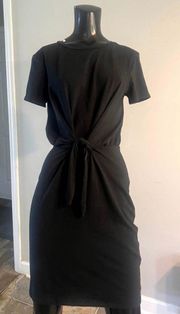 Black Midi Dress Tie Front
