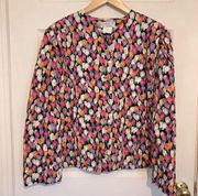 Vintage Givenchy en Plus Floral Print Cotton Collarless Button Down Blouse