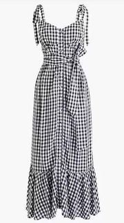 NWOT J.Crew Gingham button-front midi dress with ruffle hem in soft rayon Size 4