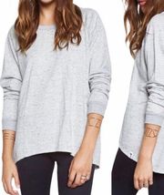 Michael Lauren Zuma Pullover Crewneck Lace Back Sweatshirt: Heather Grey