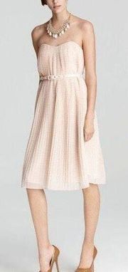 NWT French Connection Shelby Womens Pleated Belted Summer Dress Pale Pink Size 2