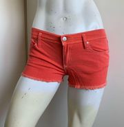 Roxy 3/26 coral cut-off denim jean shorts