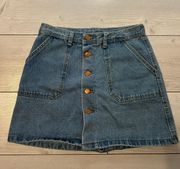 Button Denim Skirt