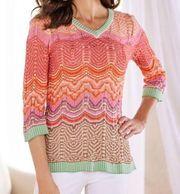 Soft Surroundings Rosita Sweater Desert Chevron Large