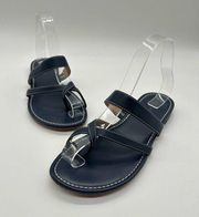 Talbots Sandals Womens 7M Navy Blue Gia Toe Ring Thong Sandals