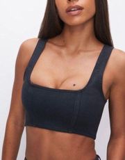 Black Compression Denim Sports Bra