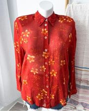 Selection de Givenchy Orange Floral Long Sleeves Button Down Vintage Shirt 14