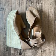 Brown Suede Espadrille Wedges