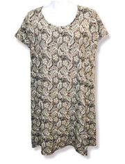 Charming Charlie Soft Paisley Dress Swing Grey Cream S