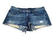 Rag & Bone Womens Low Rise Denim Shorts Distressed Boho Festival Size 28