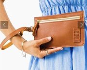 Portland Leather Goods Adriana Wristlet Clutch Pouch Honey NWOT Zip Wallet PLG