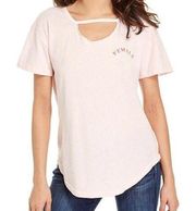 good hYOUman Female light pink relaxed fit cut-out distressed t-shirt