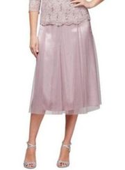 Alex Evenings Antique Rose Tea Length Full Skirt