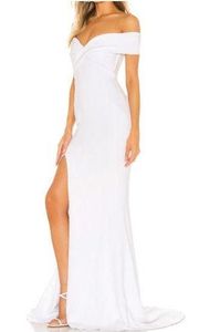 Nookie Neptune White Wedding Gown Mermaid Bridal SMALL Slit Train Slimming NEW