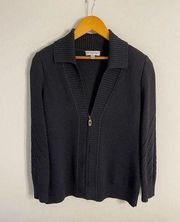 St. John sport wool blend knit cardigan size M Navy