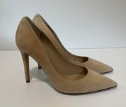 Diane von Furstenberg DVF Nude Suede Pointed Toe Pump Heels Size 9B