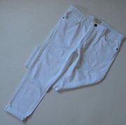 NWT Current/Elliott The Fling in Sugar Destroy White Cropped Boyfriend Jeans 30