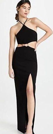 LIKELY Crissy Gown Black Cut-Out Halter Maxi Size 4 NWT