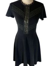 Dee Elly Black Lace Fit & Flare Goth Dress with Sparkles