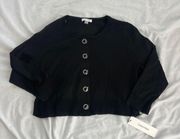 black cardigan   Size XL  Condition: NWT  Color: black   Details : - Has shimmer throughout in thread- but nothing rubs off and its comfy  - Silver hardware  - Lightweight  - See photos for approx. measurements laying flat