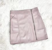 dusty pink mauve faux leather mini skirt