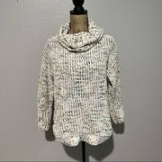 Jessica Simpson Chunky Knit Speckled Multicolor Cowl Neck Sweater size Small