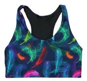 Terez Womens DuoKnit Sports Bra Lucky Feathers Racerback. Size XL. NWT