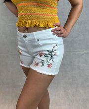 CP White Floral Embroidered Shorts