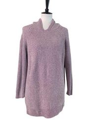 DB Sunday Women's Chenille Hooded  Casual Cozy Sweater Purple Size Large