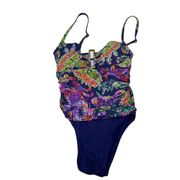 Lauren Ralph Lauren Navy Blue Paisley Print one piece swimsuit Size 6