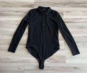 COS M Black Button Up Collared Body Suit