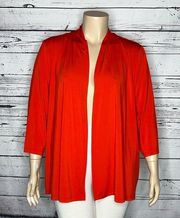 Bob Mackie Wearable Art Size 3X Red Open Front Drape Cardigan Jacket