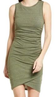 Treasure & Bond Womens Bodycon Dress Green Heathered Draped Midi Knit S New