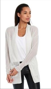 Lole Marnie Light Heather Grey White Sheer Open Front Cardigan Size Small