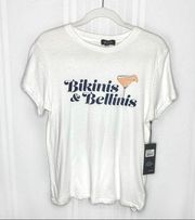 Wildfox Bikinis & Bellinis Graphic Tee White Small NWT 100% Cotton Brunch Cute