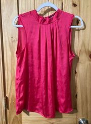 Elementz size XL hot pink sleeveless satiny blouse with mock turtleneck collar