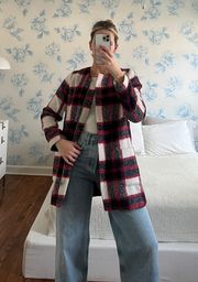 Abercrombie Red Blue Gingham Coat