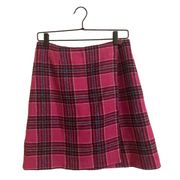 New York & Company Y2K Pink Plaid Mini Skirt Wool Blend Size 10